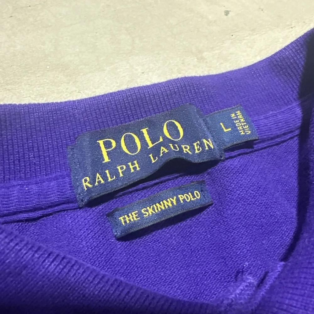 Polo Ralph Lauren Womens Skinny FIT Big Pony Polo Shirt SZ LargePurple / Yellow